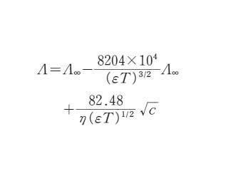 デバイ‐ヒュッケル‐オンサガーの式（英語表記）Debye-Hückel-Onsager equation