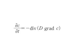 フィックの拡散の第二法則（英語表記）Fick's second law of diffusion